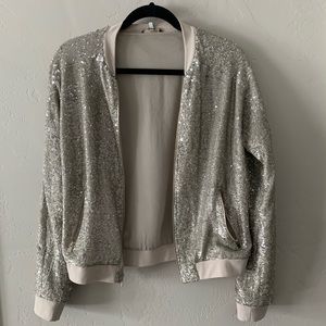 Evereve Sequined bomber Jacket Small